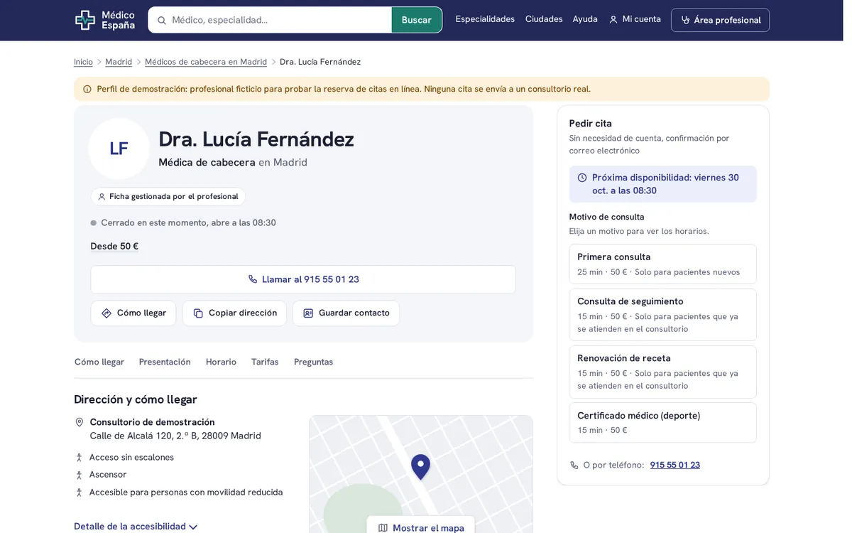 Una ficha pública que llena su agenda